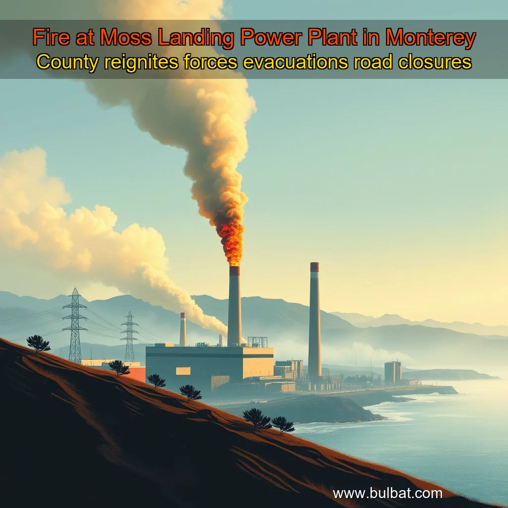 You are currently viewing Fire at Moss Landing Power Plant in Monterey County reignites  forces evacuations  road closures