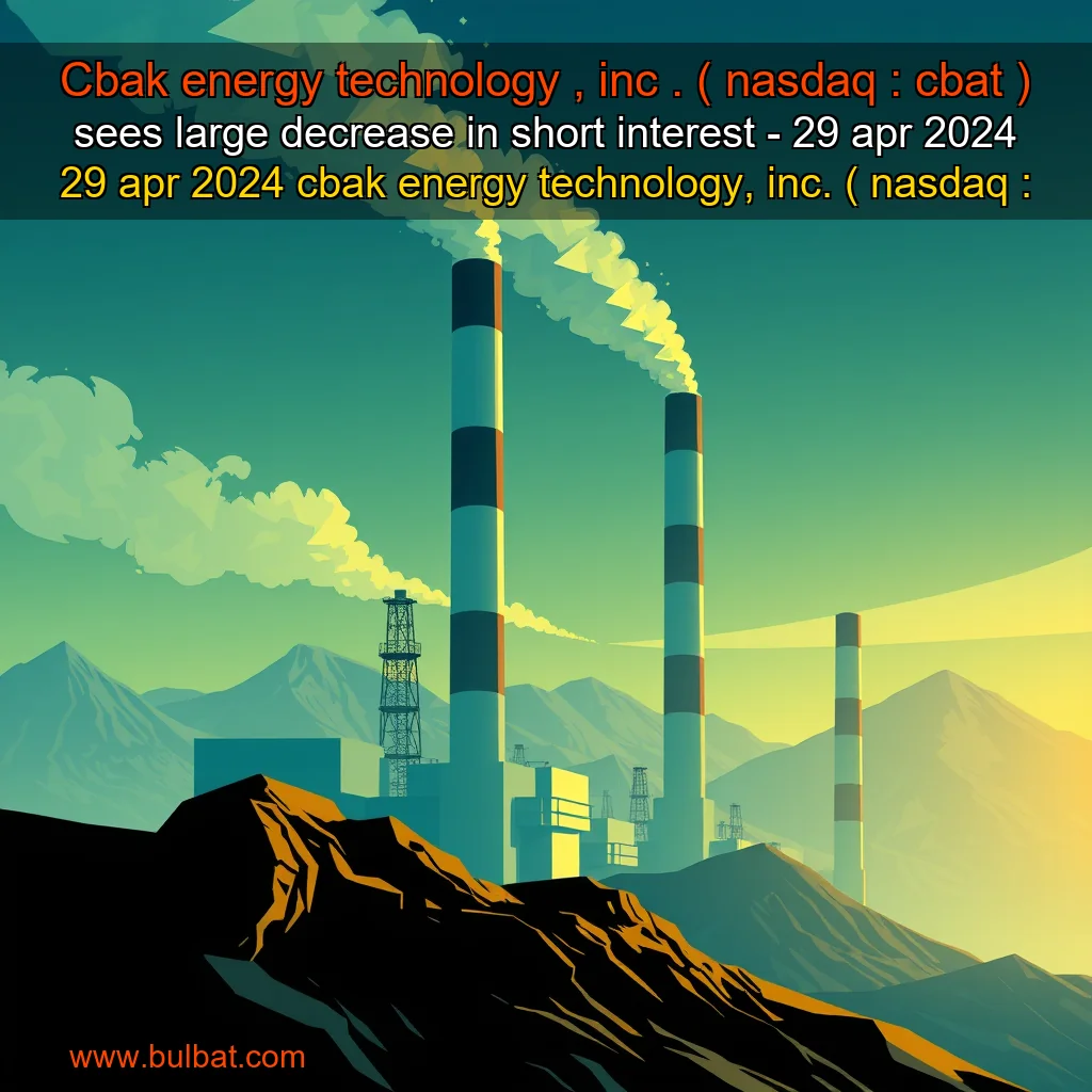You are currently viewing Cbak energy technology , inc . ( nasdaq : cbat ) sees large decrease in short interest – 29 apr 2024 29 apr 2024 cbak energy technology, inc. ( nasdaq : cbat ) sees large decrease in short interest.