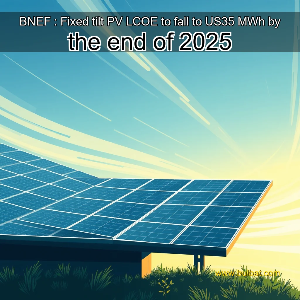 Read more about the article BNEF : Fixed  tilt PV LCOE to fall to US35  MWh by the end of 2025