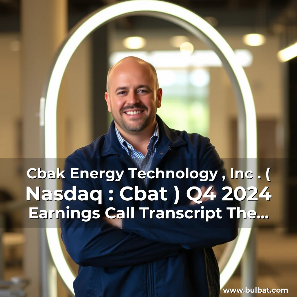 You are currently viewing Cbak Energy Technology , Inc . ( Nasdaq : Cbat ) Q4 2024 Earnings Call Transcript The Following Is A Transcript Of The Earnings Call For Cbat, Inc.
