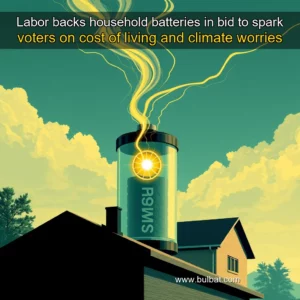 Artistic representation for Labor backs household batteries in bid to spark voters on cost of living and climate worries