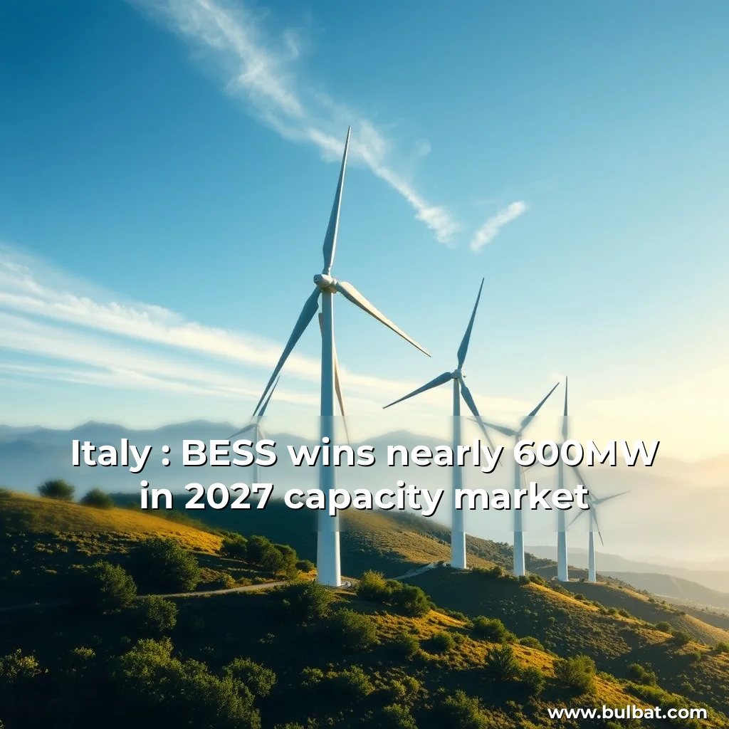 You are currently viewing Italy : BESS wins nearly 600MW in 2027 capacity market