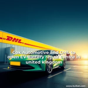 Artistic representation for Cox Automotive and DHL to open EV battery repair centre in united kingdom
