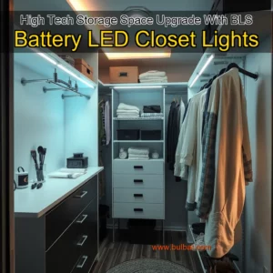 Artistic representation for High Tech Storage Space Upgrade With BLS Battery LED Closet Lights