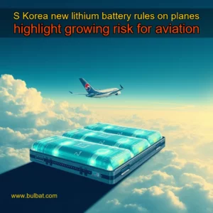 Artistic representation for S Korea new lithium battery rules on planes highlight growing risk for aviation