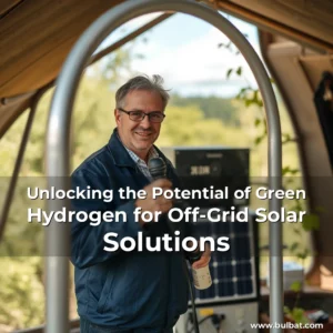 Artistic representation for Unlocking the Potential of Green Hydrogen for Off-Grid Solar Solutions