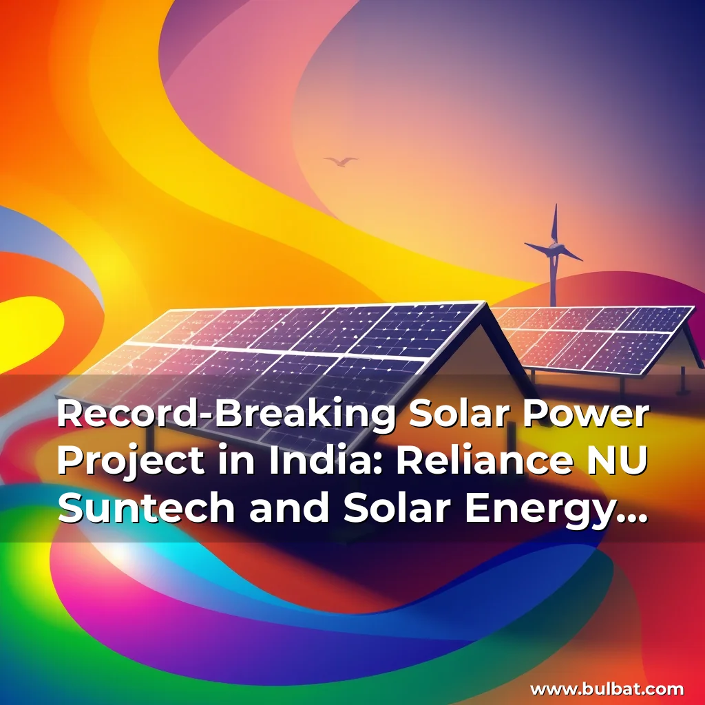 You are currently viewing Record-Breaking Solar Power Project in India: Reliance NU Suntech and Solar Energy Corporation of India Partner