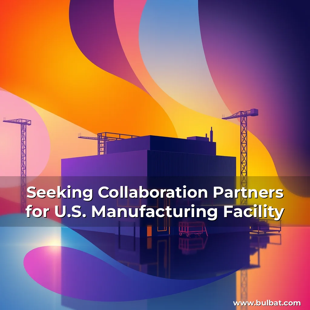 Read more about the article Seeking Collaboration Partners for U.S. Manufacturing Facility