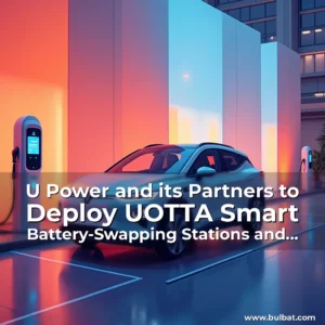 Artistic representation for U Power and its Partners to Deploy UOTTA Smart Battery-Swapping Stations and Facilitate the Sale of Compatible Passenger and Commercial EVs in Singapore